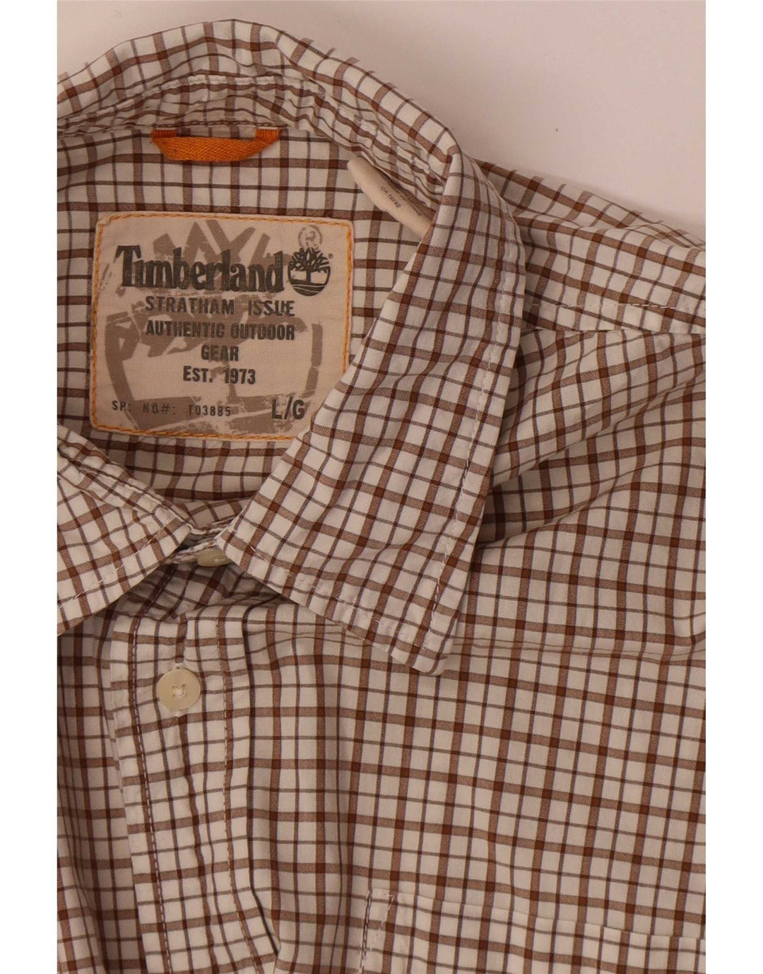 Timberland Mens Short Sleeve Shirt Large Brown Check