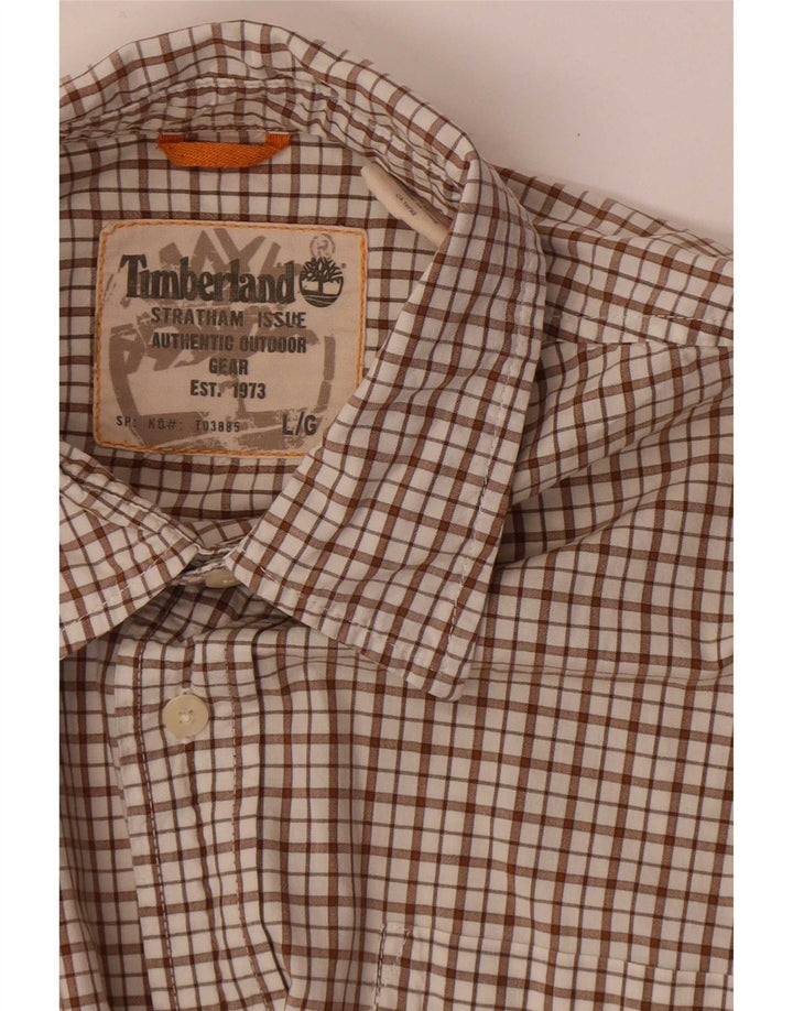 Timberland Mens Short Sleeve Shirt Large Brown Check
