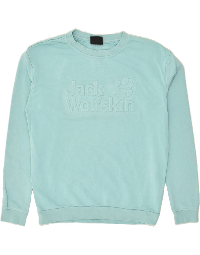 JACK WOLFSKIN Womens Oversized Sweatshirt Jumper UK 8/10 Small  Turquoise | Vintage Jack Wolfskin | Thrift | Second-Hand Jack Wolfskin | Used Clothing | Messina Hembry 