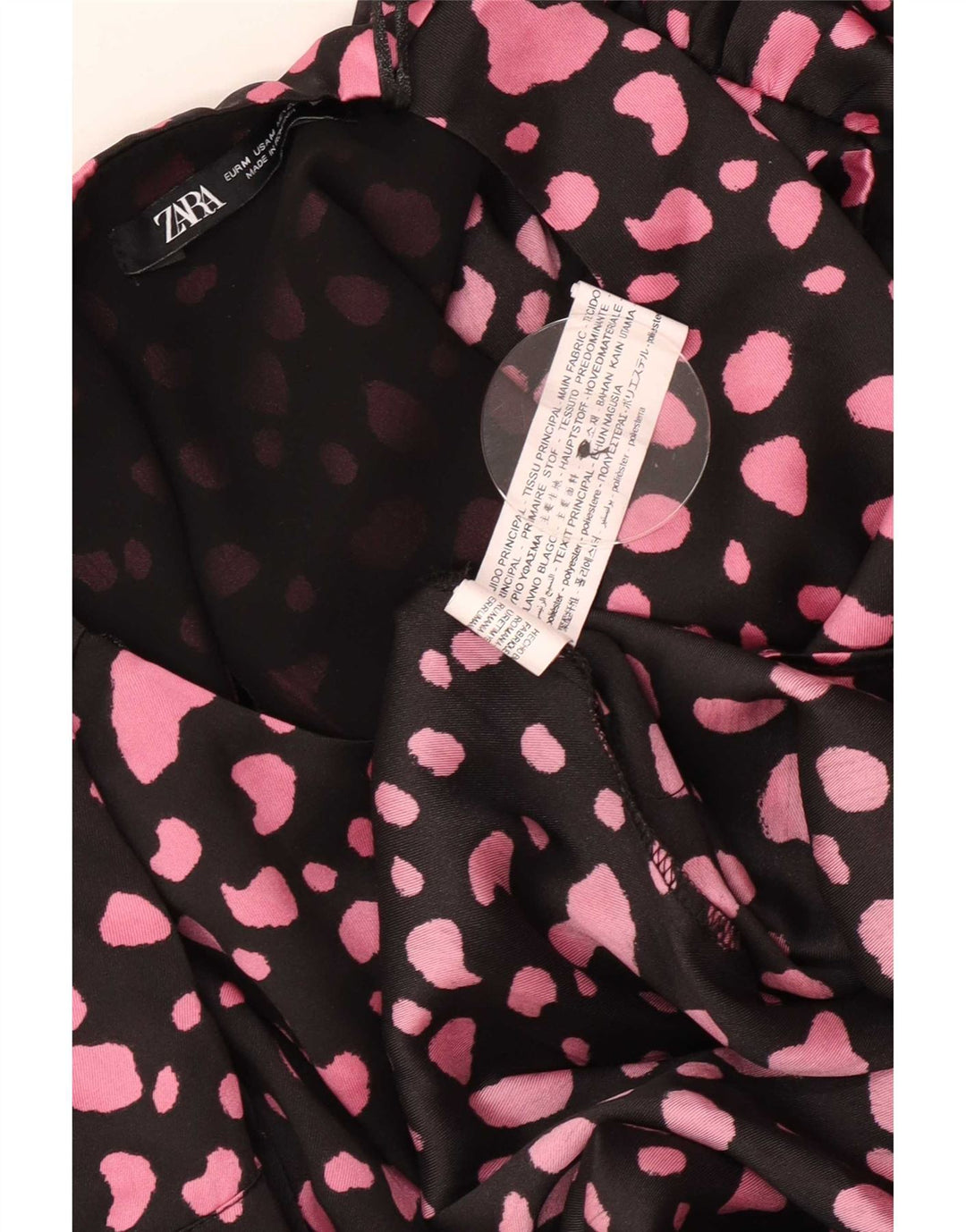 Zara Womens Long Sleeve Maxi Dress UK 12 Medium Black Spotted Polyester
