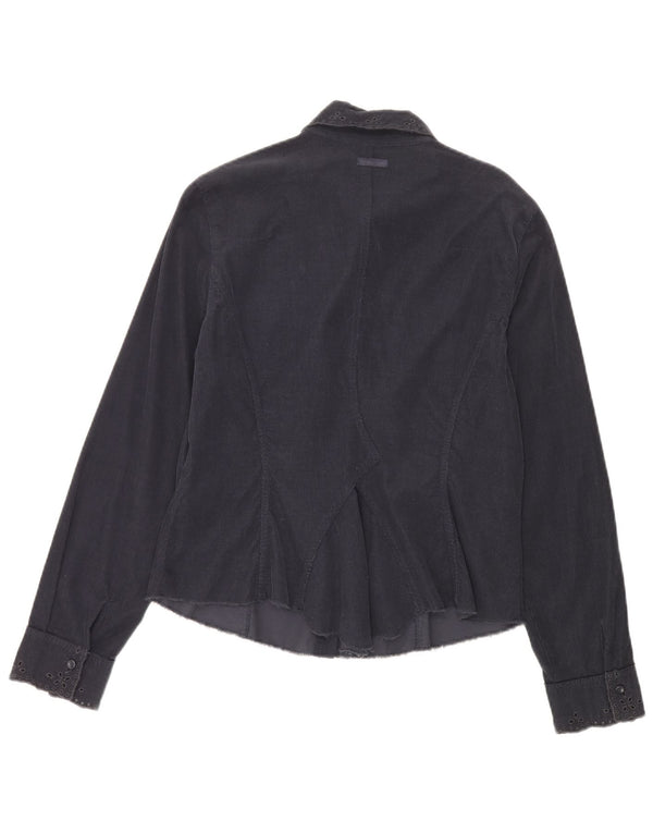 Marlboro Classics Womens Corduroy Shirt UK 16 Large Navy Blue Cotton