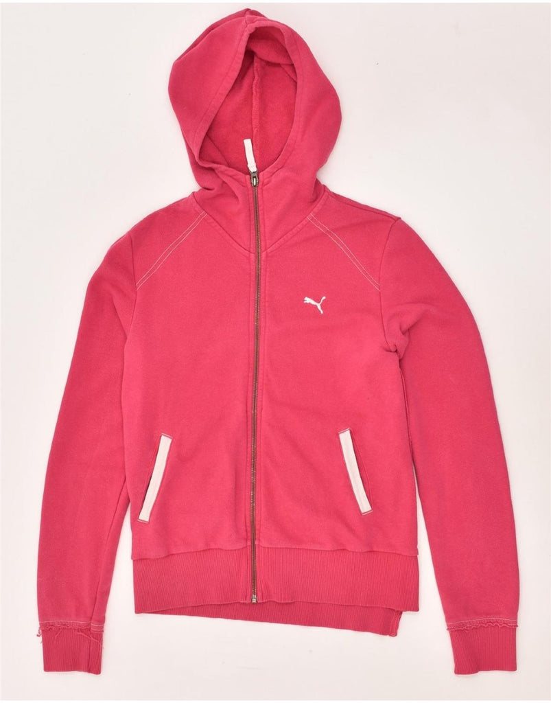 PUMA Womens Zip Hoodie Sweater UK 10 Small Pink | Vintage Puma | Thrift | Second-Hand Puma | Used Clothing | Messina Hembry 