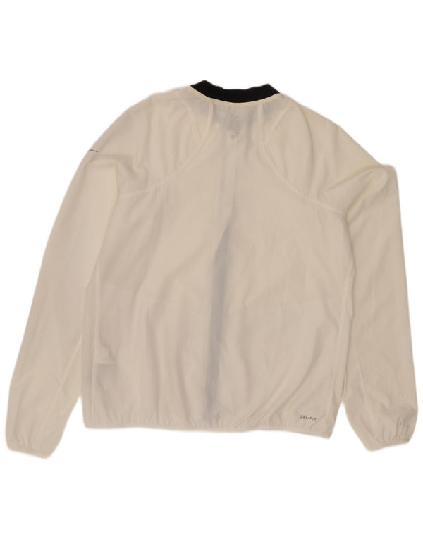 Nike Womens Dri Fit Tracksuit Top Jacket UK 16 Large White Colourblock