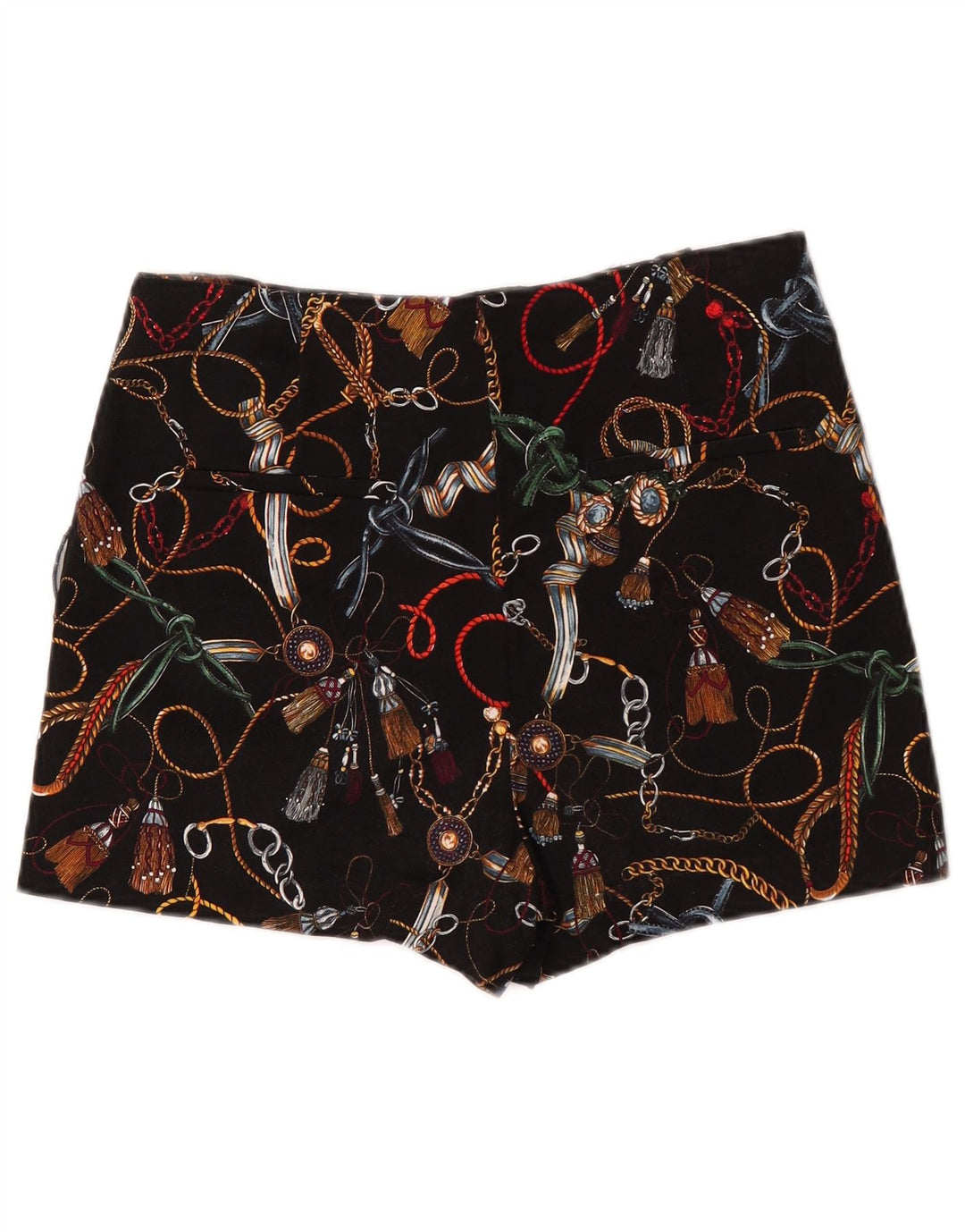 Zara Womens Abstract Pattern High Waist Chino Shorts Medium W28 Black