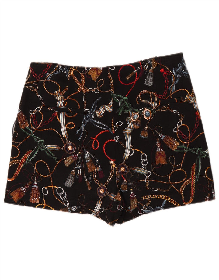 Zara Womens Abstract Pattern High Waist Chino Shorts Medium W28 Black