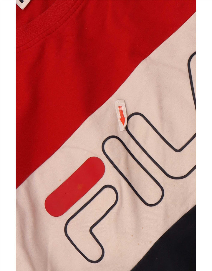 Fila Mens Graphic Sweatshirt Jumper Small Multicoloured Colourblock Cotton
