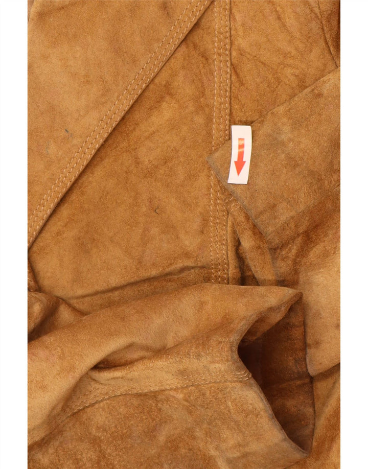 Marks & Spencer Womens Suede Overcoat UK 12 Medium Brown Leather