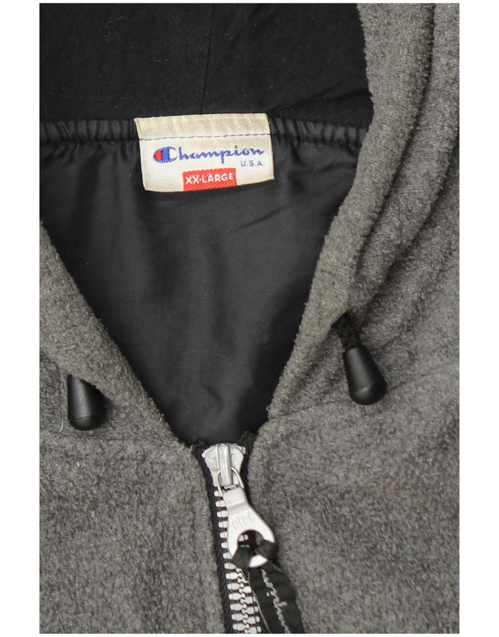 Champion Mens Hooded Fleece Jacket UK 44 2XL Grey