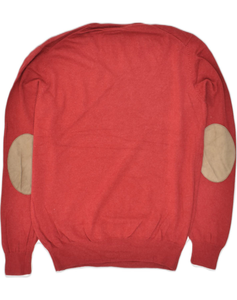 MASSIMO DUTTI Mens V-Neck Jumper Sweater Medium Red Cotton | Vintage Massimo Dutti | Thrift | Second-Hand Massimo Dutti | Used Clothing | Messina Hembry 