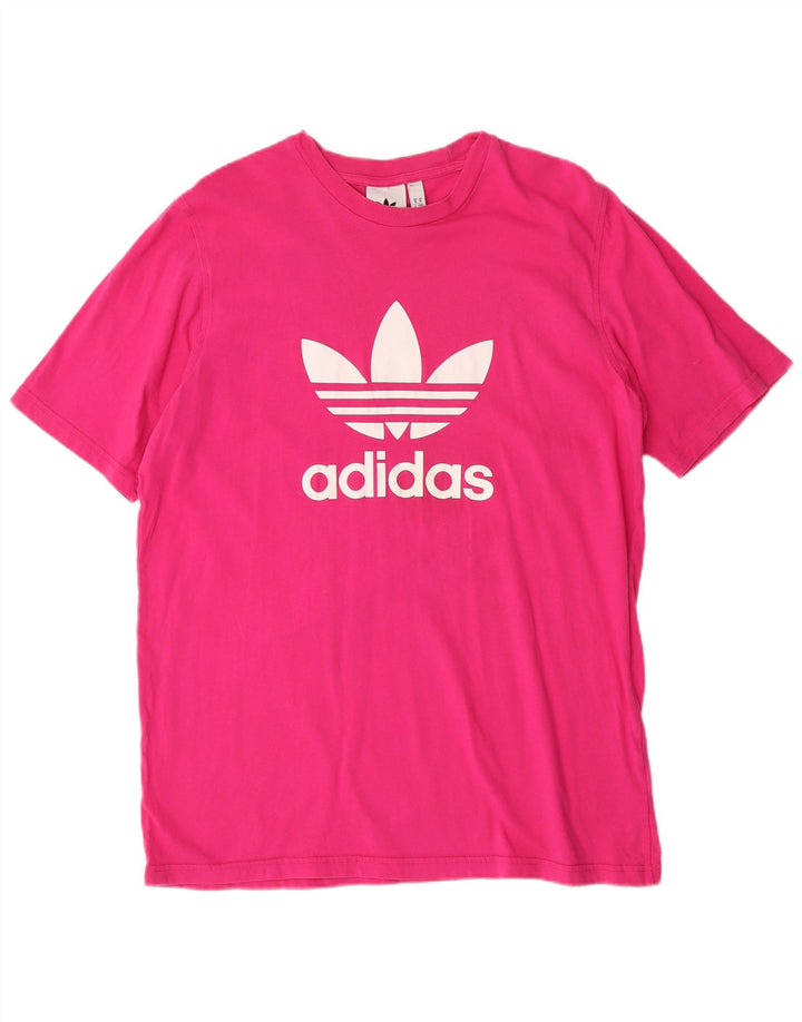 ADIDAS Mens Graphic T-Shirt Top Medium Pink Cotton