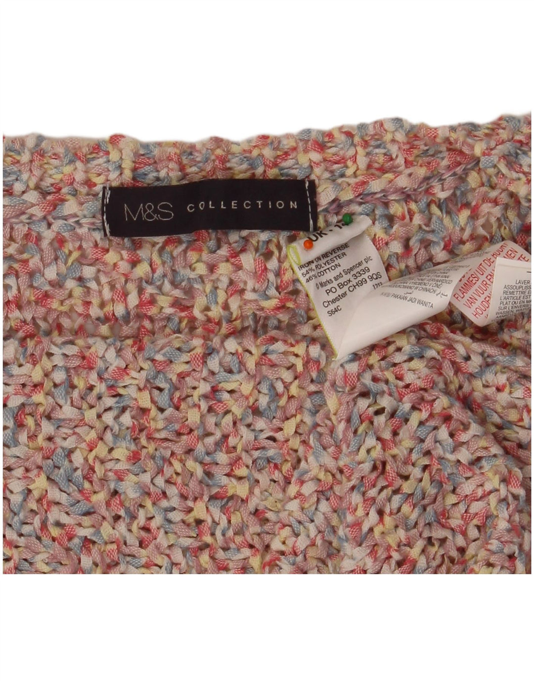 MARKS & SPENCER Womens Crop Crew Neck Jumper Sweater UK 14 Large Pink