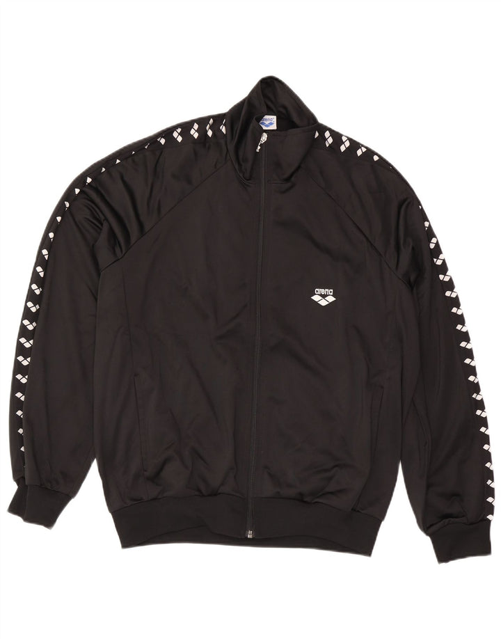 ARENA Mens Graphic Tracksuit Top Jacket Medium Black