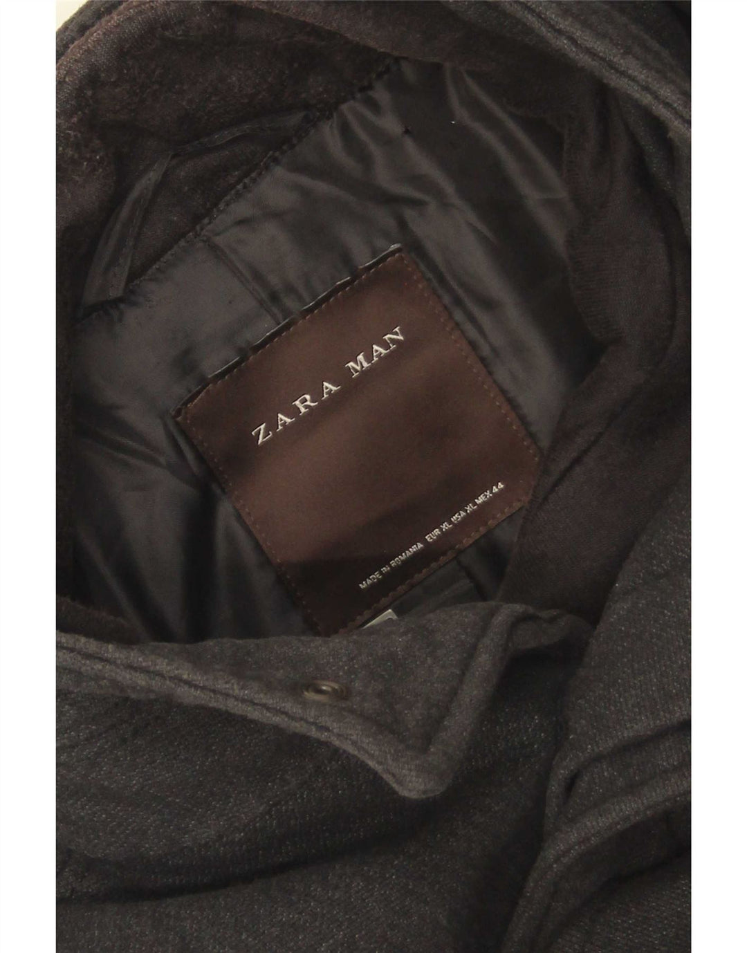 Zara Mens Overcoat UK 42 XL Grey Polyester