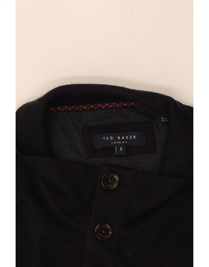 TED BAKER Mens Button Neck Jumper Sweater Size 5 XL Navy Blue Acrylic Vintage Ted Baker and Second-Hand Ted Baker from Messina Hembry 