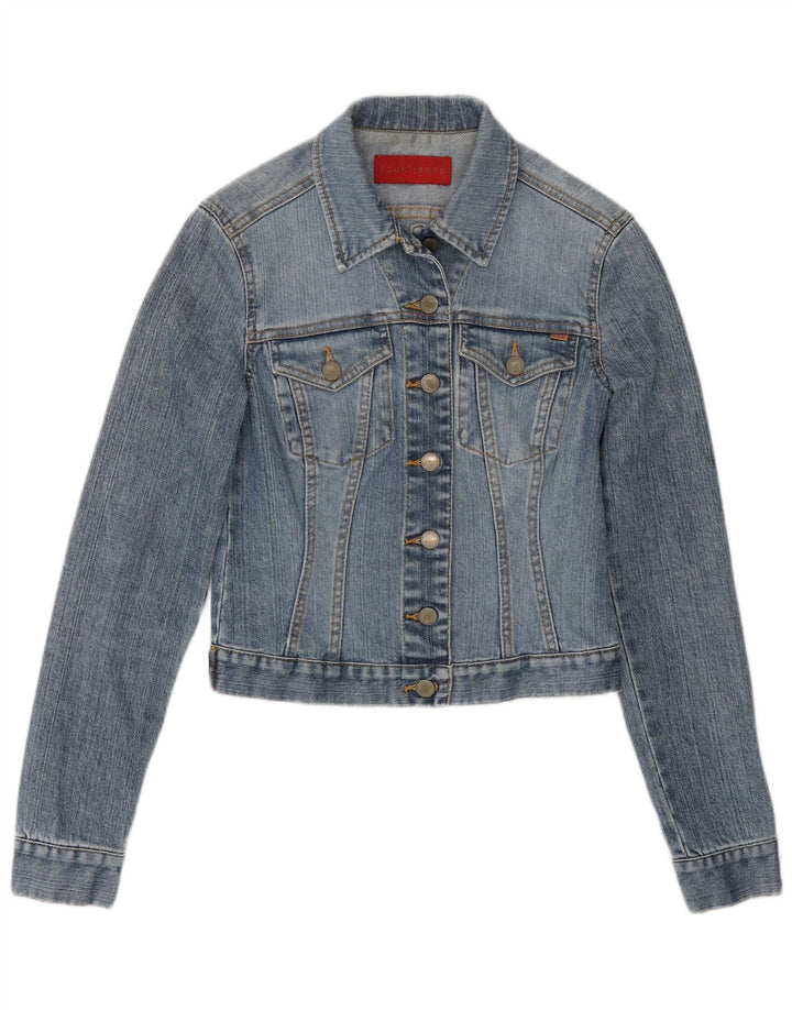 Fcuk Womens Regular Fit Denim Jacket UK 10 Small Blue Cotton