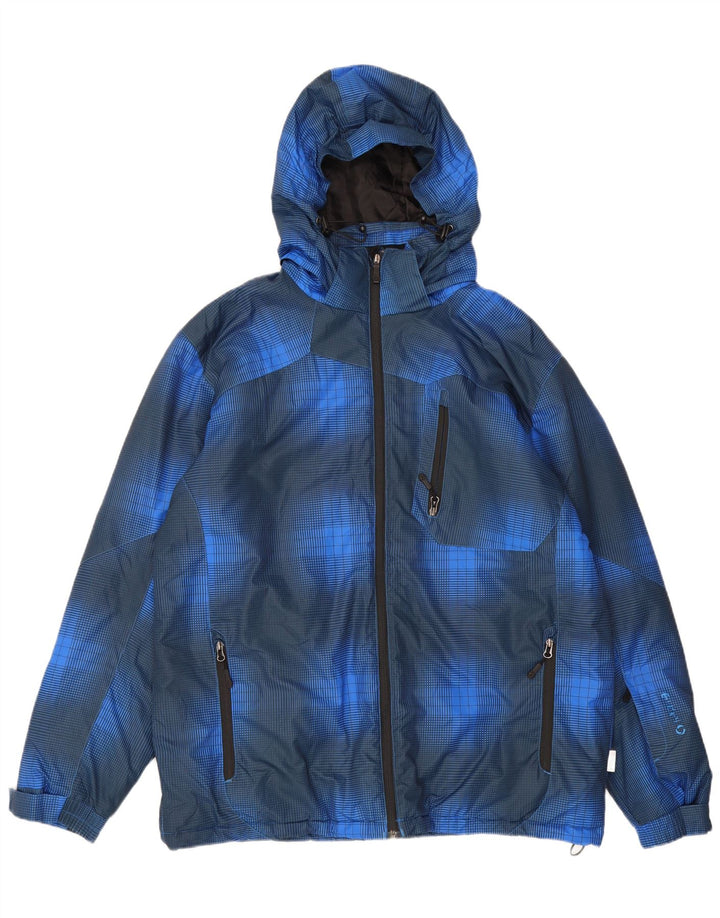 Etirel Mens Hooded Ski Jacket UK 42 XL Blue Check Polyester