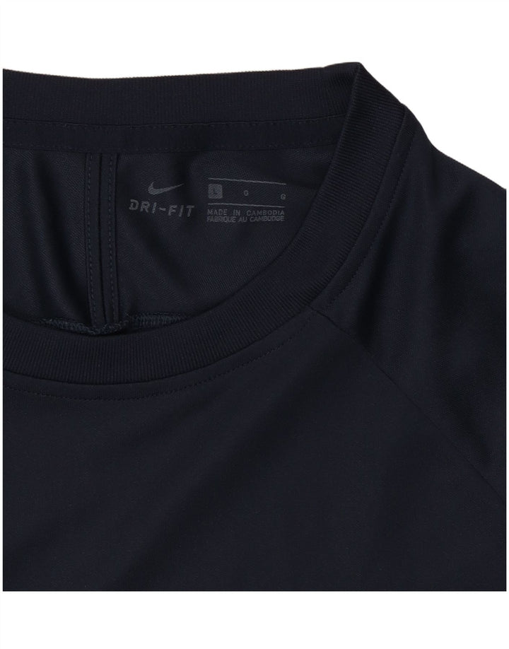 Nike Mens Dri Fit T-Shirt Top Large Navy Blue Colourblock Polyester