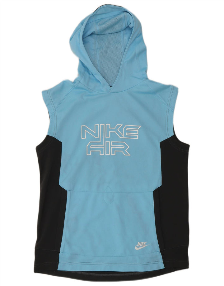 Nike Boys Graphic Hoodie Jumper 12-13 Years Large Blue Colourblock