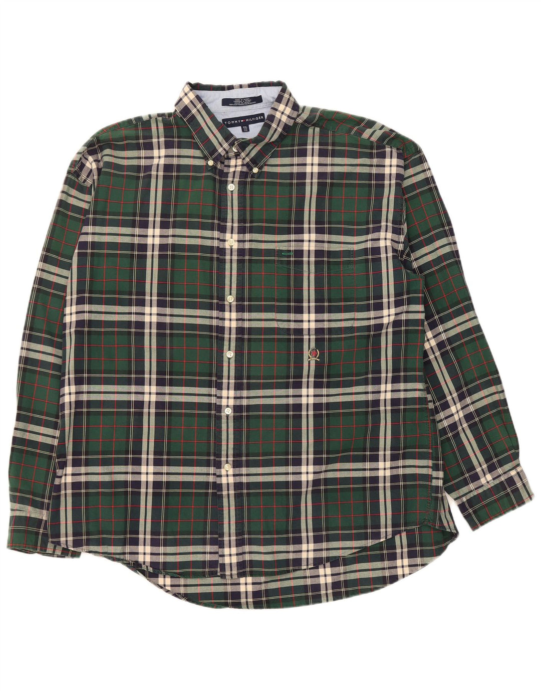 Tommy Hilfiger Mens Flannel Shirt 2XL Green Check Cotton