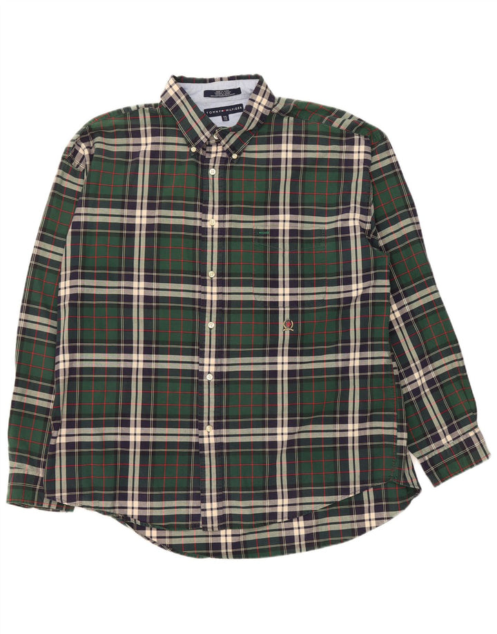 Tommy Hilfiger Mens Flannel Shirt 2XL Green Check Cotton