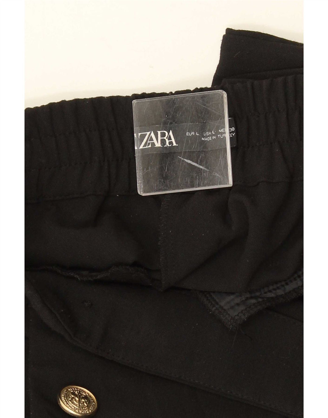 Zara Womens Tapered Chino Trousers Large W33 L27 Black Polyester