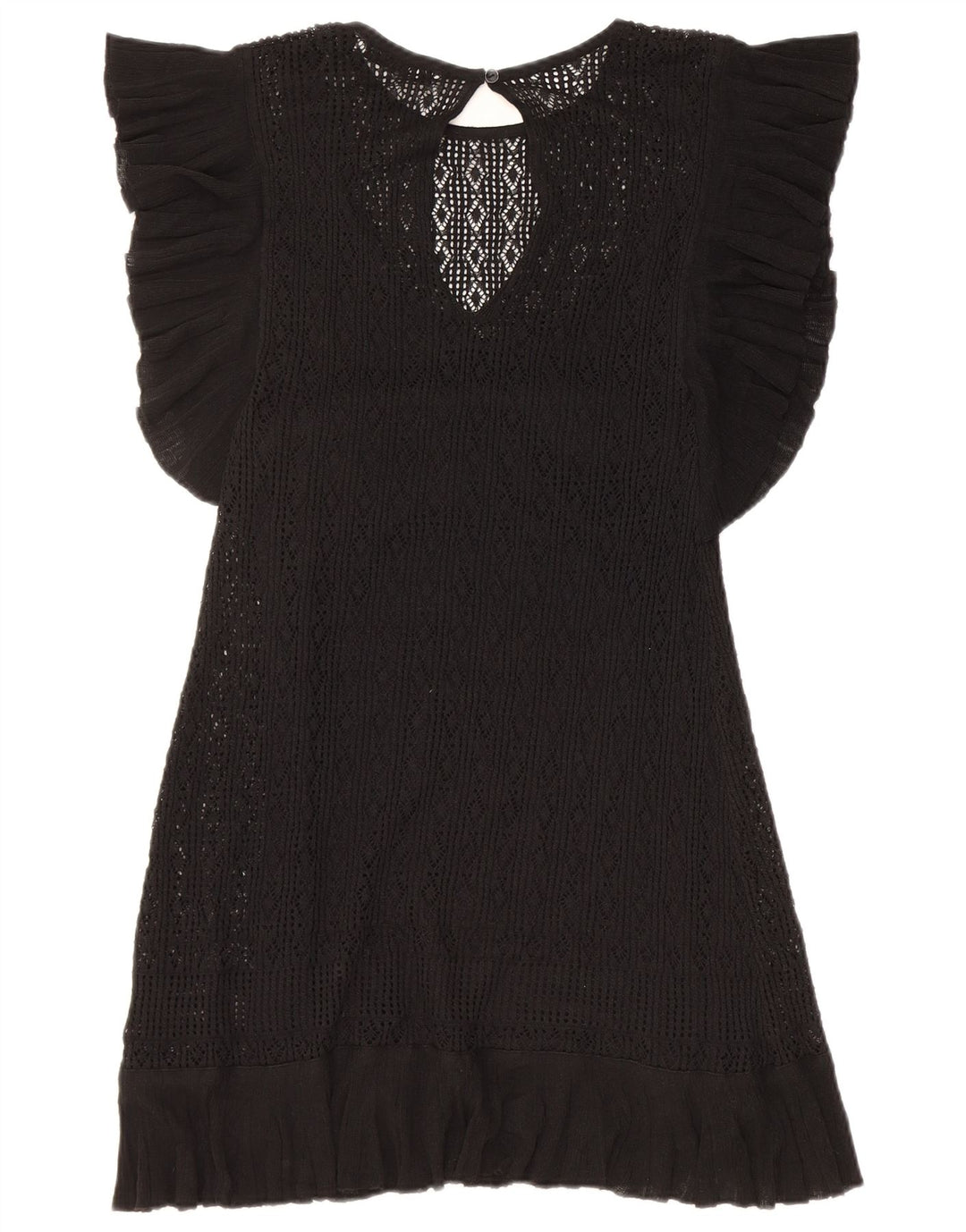 ZARA Womens Crochet A-Line Dress UK 12 Medium Black Viscose