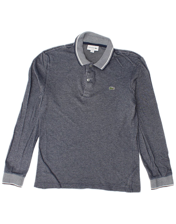 Lacoste Mens Long Sleeve Slim Fit Polo Shirt Size 3 Small Navy Blue