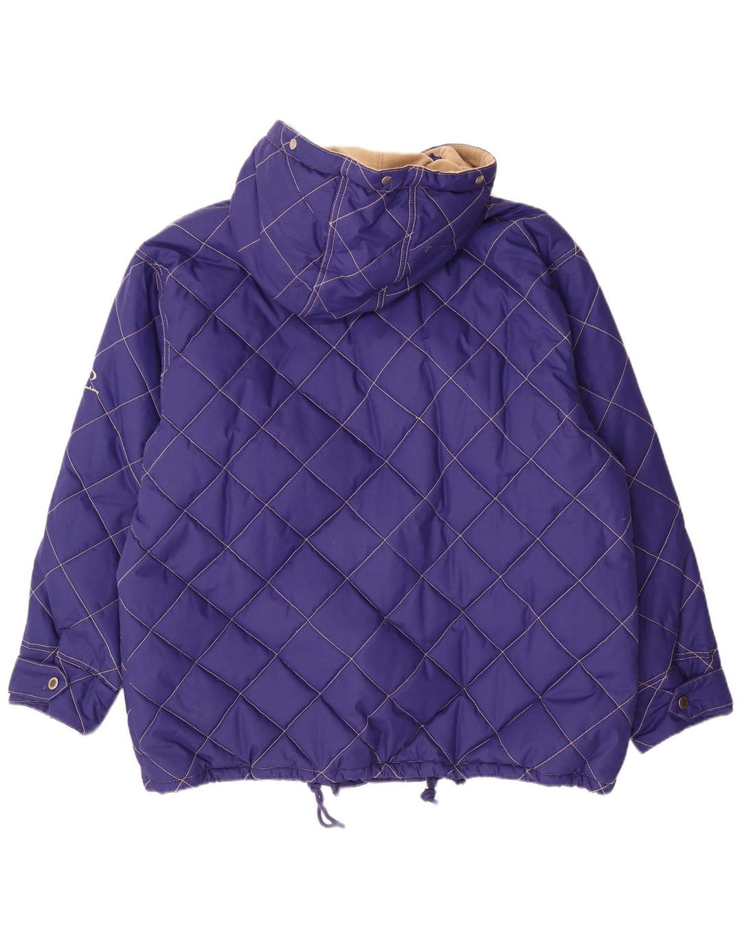 Vintage Mens Hooded Quilted Jacket UK 42 XL Purple Polyester