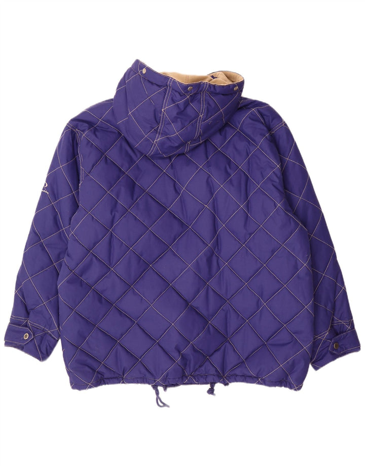 Vintage Mens Hooded Quilted Jacket UK 42 XL Purple Polyester