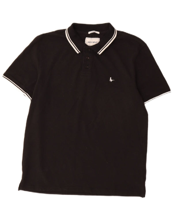Jack Wills Mens Classic Fit Polo Shirt Large Black Cotton