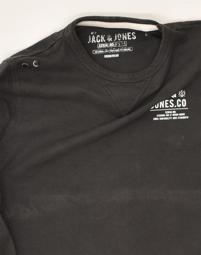 JACK & JONES Mens Sweatshirt Jumper Large Black Cotton | Vintage Jack & Jones | Thrift | Second-Hand Jack & Jones | Used Clothing | Messina Hembry 