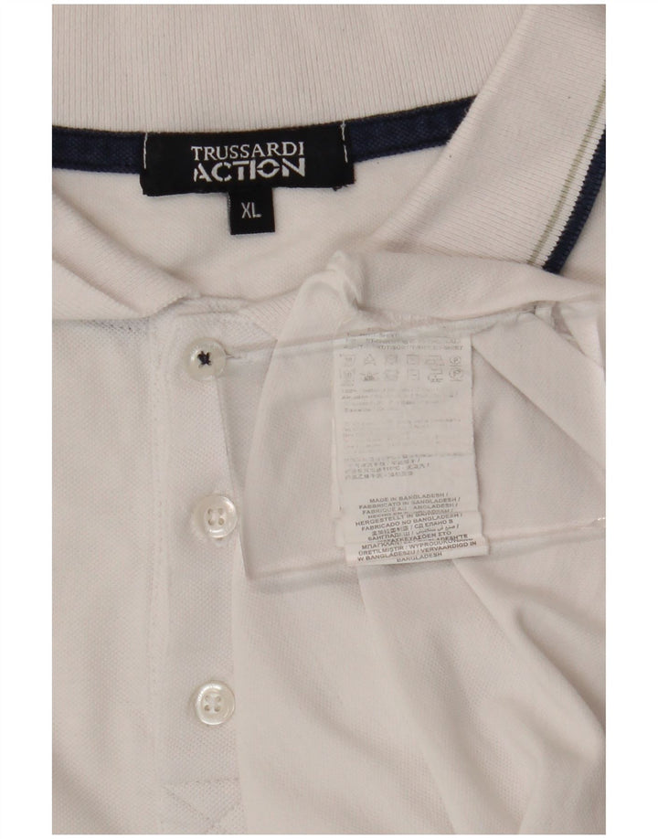 Trussardi Mens Polo Shirt XL White Cotton