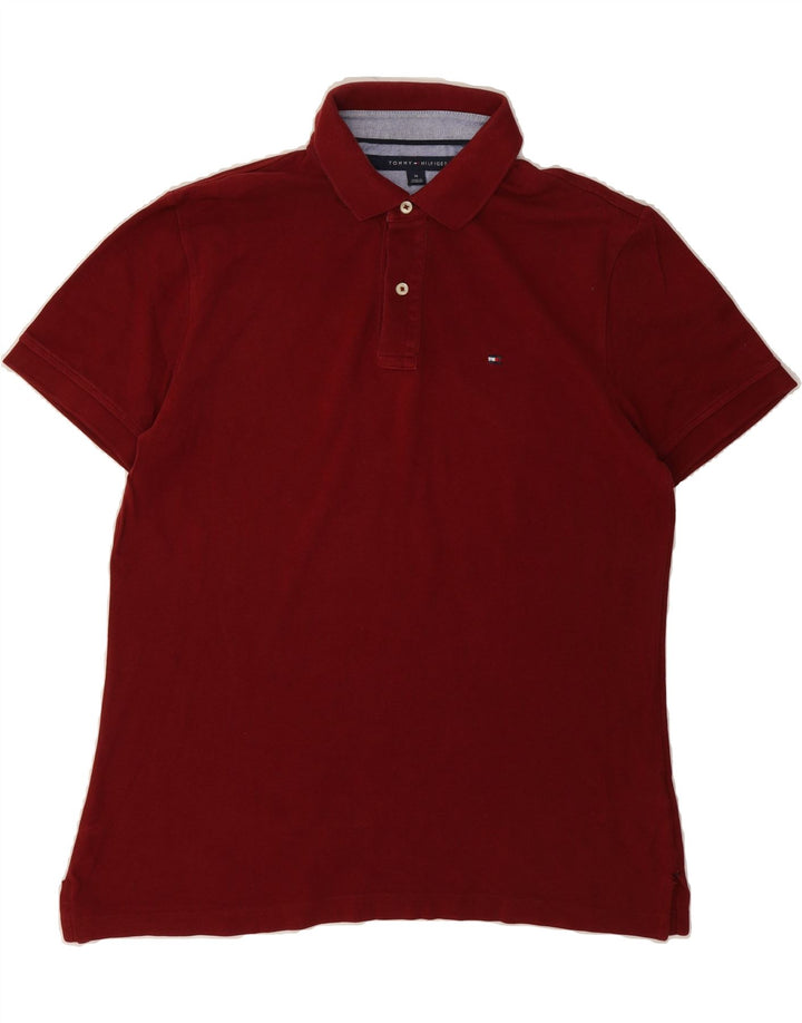 TOMMY HILFIGER Mens Polo Shirt Medium Burgundy Vintage Tommy Hilfiger and Second-Hand Tommy Hilfiger from Messina Hembry 
