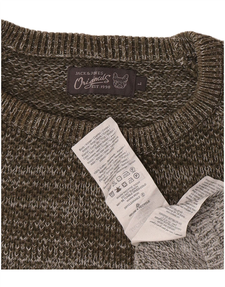 Jack & Jones Mens Crew Neck Jumper Sweater Large Grey Flecked Cotton