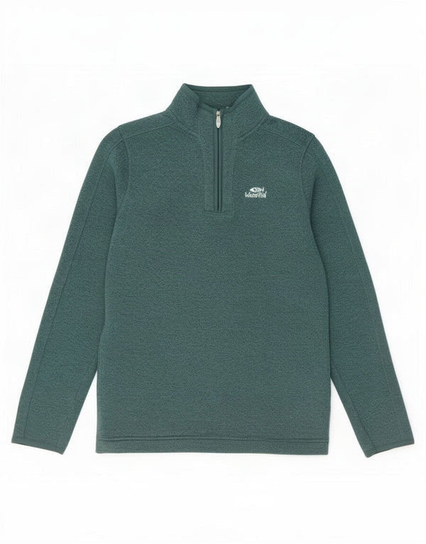 Weird Fish Mens Zip Neck Sweatshirt Jumper Medium Green Polyester