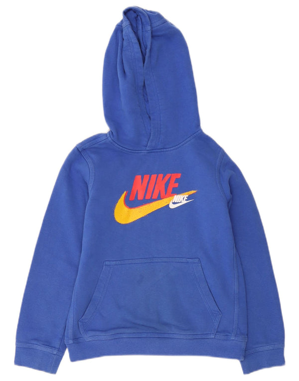 Nike Boys Graphic Hoodie Jumper 10-11 Years Blue Cotton