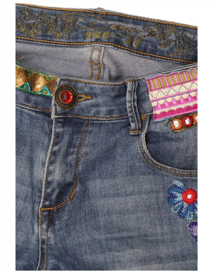 Desigual Womens Bootcut Jeans W32 L32 Blue Floral
