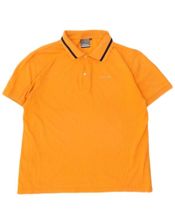 DIADORA Mens Polo Shirt Large Orange Cotton