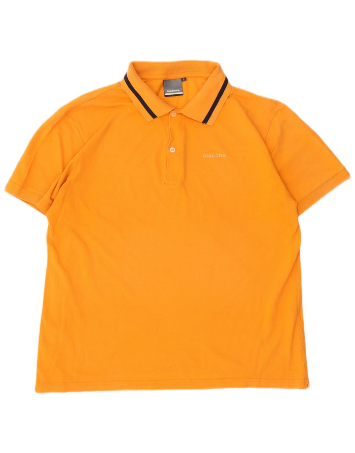 DIADORA Mens Polo Shirt Large Orange Cotton