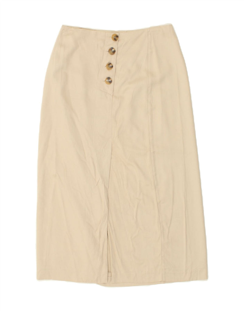 OASIS Womens Midi Skirt UK 8 Small W28 Beige Cotton | Vintage Oasis | Thrift | Second-Hand Oasis | Used Clothing | Messina Hembry 