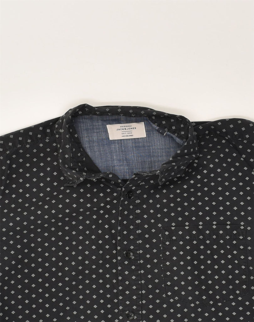 JACK & JONES Mens Shirt Large Black Geometric Cotton | Vintage Jack & Jones | Thrift | Second-Hand Jack & Jones | Used Clothing | Messina Hembry 