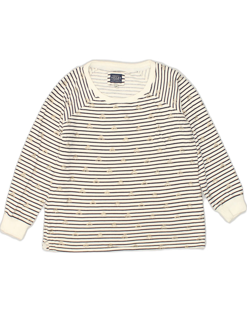 JOULES Womens Top Long Sleeve UK 12 Medium White Striped Cotton | Vintage Joules | Thrift | Second-Hand Joules | Used Clothing | Messina Hembry 