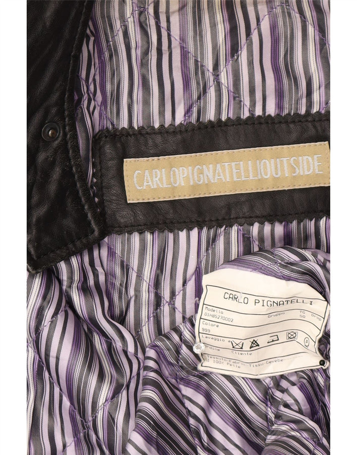 Carlo Pignatelli Mens Leather Jacket IT 50 Large Black Leather