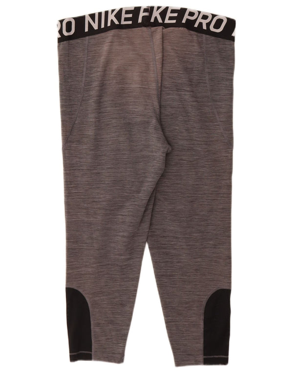 NIKE Womens Dri Fit Graphic Capri Leggings UK 20 2XL  Grey Colourblock