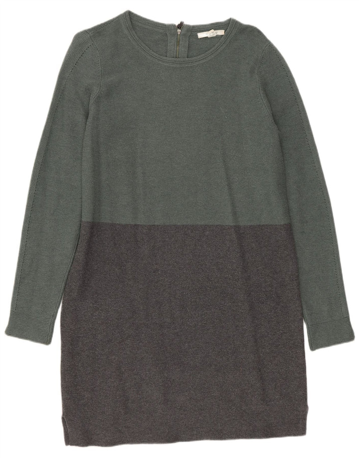 WHITE STUFF Womens Jumper Dress UK 12 Medium  Green Colourblock Cotton
