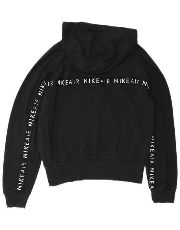 Nike Womens Graphic Hoodie Jumper UK 10 Small Black Cotton