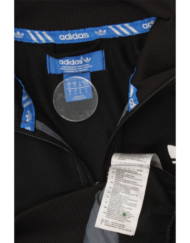 Adidas Mens Tracksuit Top Jacket Small Black Colourblock Polyester