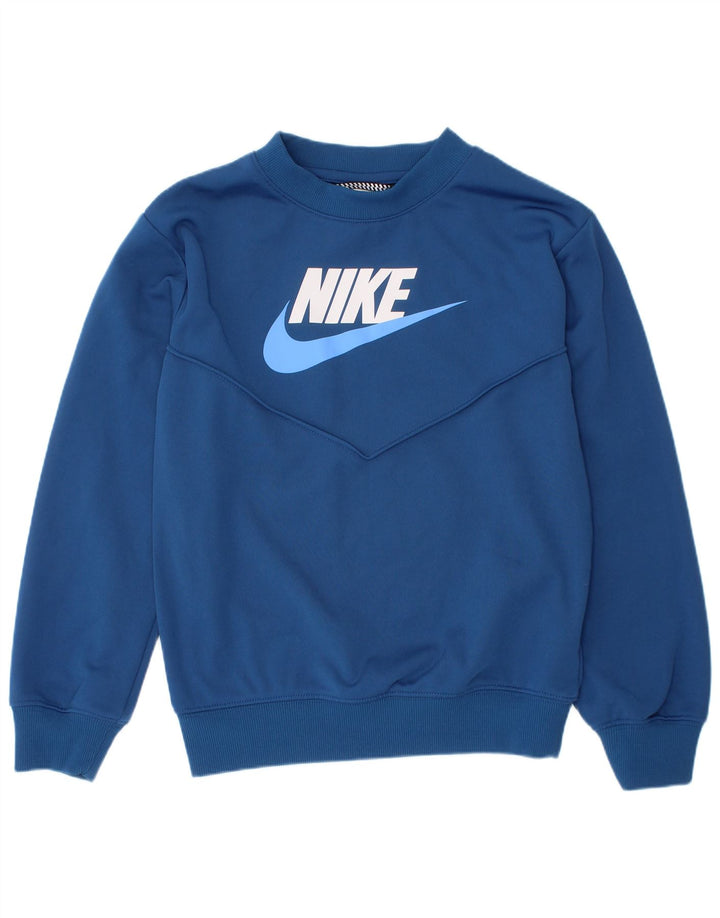 Nike Boys Graphic Sweatshirt Jumper 7-8 Years XS Blue Polyester