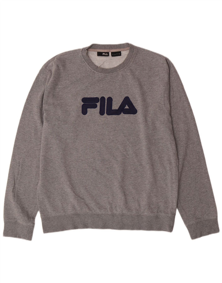 FILA Mens Graphic Sweatshirt Jumper Large Grey Cotton
