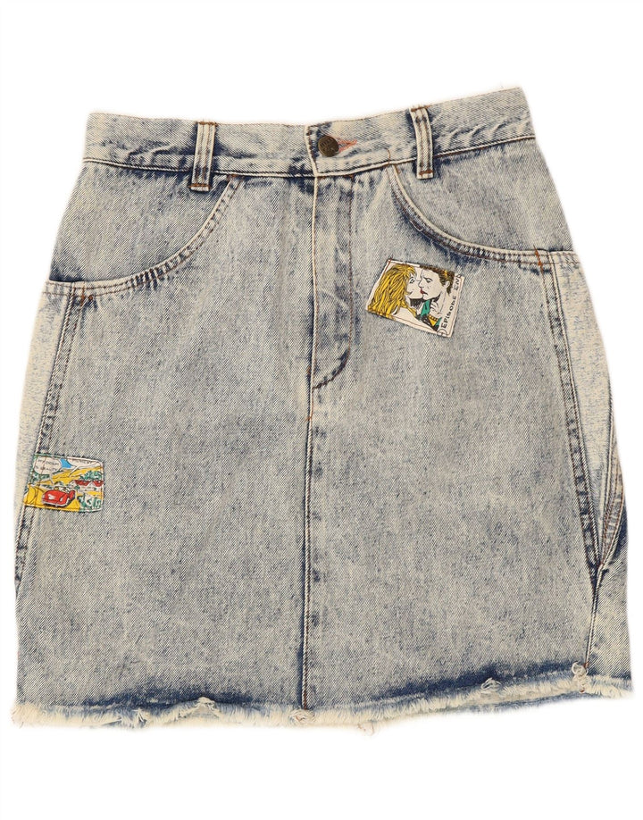 Vintage Womens Denim Skirt Small W26 Blue